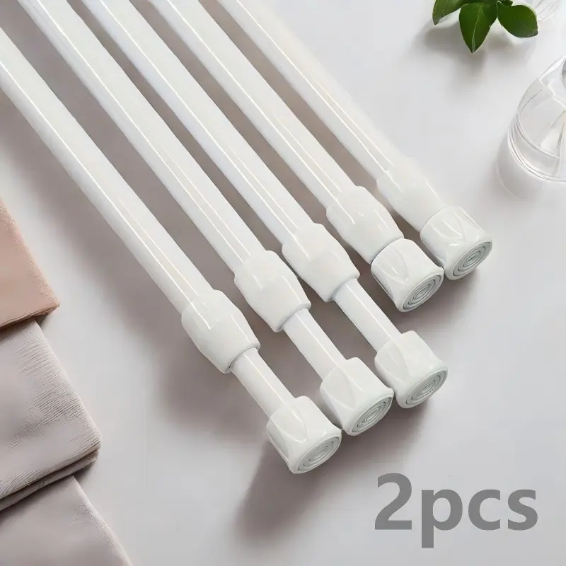2pcs Adjustable Spring Curtain Rods for Windows, Curtain Rod Holders, No-Drill Bathroom & Window Dividers, Easy Installation, Suitable for RV, Living Room, Bedroom