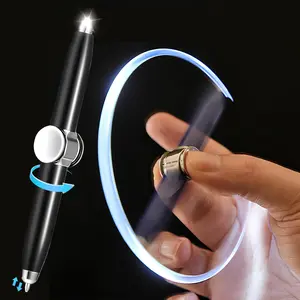 Fidget Spinner Pen Metal Ballpoint, Stress Relief Rotating Pen with LED Light, Creative Gift Pen for Students Office Writing Toys