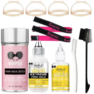 Waterproof Wig Glue and Hair Wax Stick Kit - Lace Glue for Wigs with Remover, Elastic Band, Gel Soft Hold Natural Look Adhesive Invisible Bond