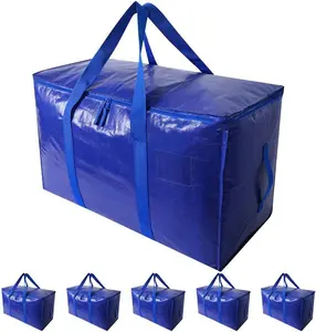 24 Gallon Heavy Duty Foldable Moving & Storage Bags, 6 Pack Waterproof Organizer Totes with Zippers, Handles & Label Pocket – Extra Large Storage for Camping, Moving, Seasonal Clothes, Back to School, College & Home Organization