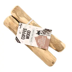 PetYupp Natural Coffee Wood Dog Chew Medium 2 Count Fiber Rich Low Fat Unique Texture Stress Reliever Safe Long Lasting - Tree