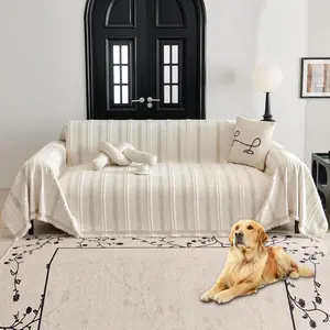Non Slip Couch Cover Sofa Covers for 2 Cushion Couch Washable sectional Couch Covers for Dogs pet Furniture Protector Couch Cover Blanket for Living Room (TM-Cream White, 71"x102")