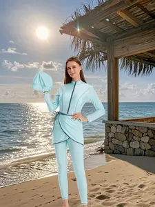 Muslim Swimsuit Bikini, Islamic Swimwear Bathing Suit, Beach Pool Swimming Medium Size, Plus Size Muslim Women Swimsuit, Suitable for Headscarf Wear