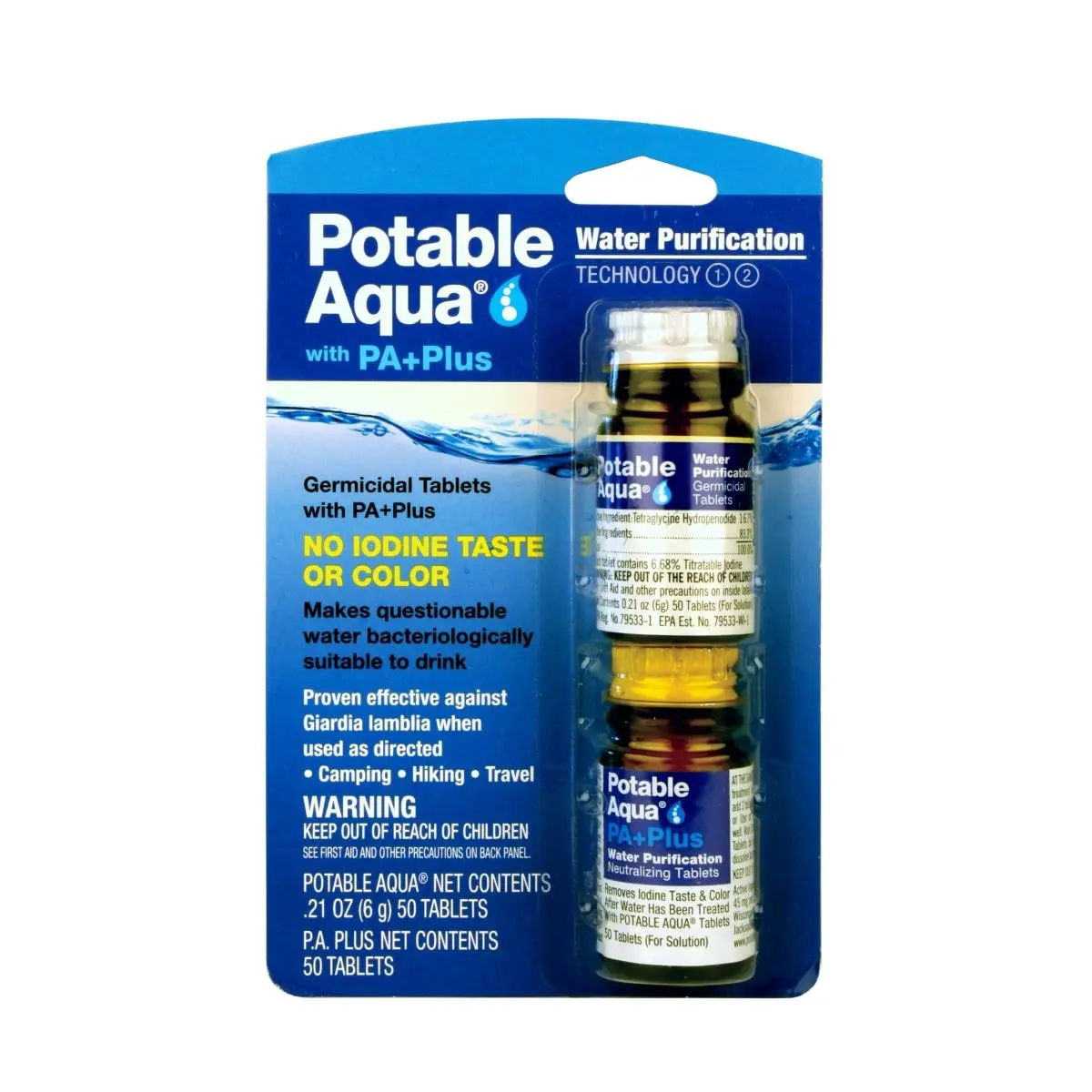 212 MAIN Potable Aqua 2019 Water Purification Tablets with PA Plus, Water Purifier for Sports & Outdoor, Fishing Use