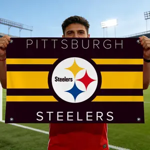 Pittsburgh Steelers Flags Flag - Ultra Soft Skin-Friendly Machine Washable Fade Resistant Banner Home Decor | HD Print Lightweight Durable Outdoor Indoor Garden Flag Outdoor Banners