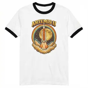 Artemis II Shirt Moon Landing Tee Retro Space Vintage Outer Space Unisex Ringer T-shirt