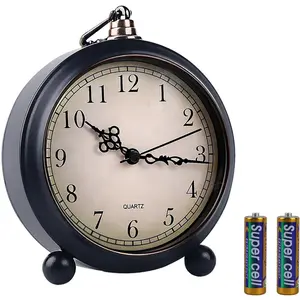 Retro  Clock for Heavy Sleepers  Dial  Operated ( Include), 4" Super Silent Analog  Clock for  with Night Light PT260  OrangePT508-1 Arabic Numbers