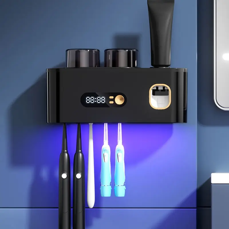 Portable Toothbrush Holder With Toothpaste Dispenser, Toothbrush Cleaner With Time Display, Rechargeable Wall Mount Toothbrush Holder, Toothbrush Organizer, Toothbrush Holders For Bathrooms