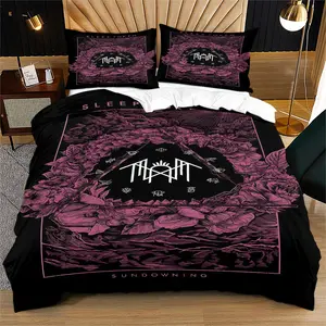 Sleep token pattern, soft and durable bed duvet cover set, including 1 duvet cover and 1 or 2 pillowcases, without a core or pillow, suitable for teenagers and adults as birthday gifts, modern style fashionable bedroom bed decoration