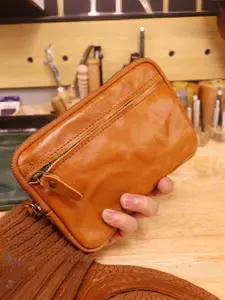 Handmade Vintage Leather Handbag, Large Capacity Phone Wallet, Unisex Retro Simple Design, First Layer Cowhide, Genuine Leather Clutch, Durable & Stylish, Wallet Clutch Bag