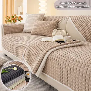 Plush Diamond Pattern Sofa Cover, Decorative Sofa Cover, Anti-Slip Washable Couch Protector Pad, Pet-Friendly Anti-Scratch Furniture Slipcover, Soft Thick Sofa Blanket for Armchair, Loveseat, Sectional & 2/3/4-Seater Sofas, Modern Cozy Living Room Decor
