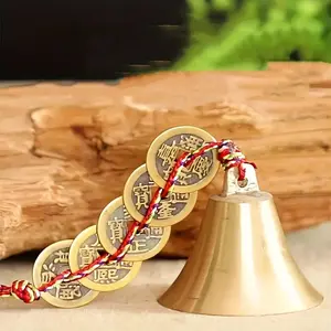 Metal Wind Chime Bell with Antique Chinese Coins, Symbolizing Wealth & Health, Decorative Hanging Ornament for Home Decoration, Feng Shui Ornaments