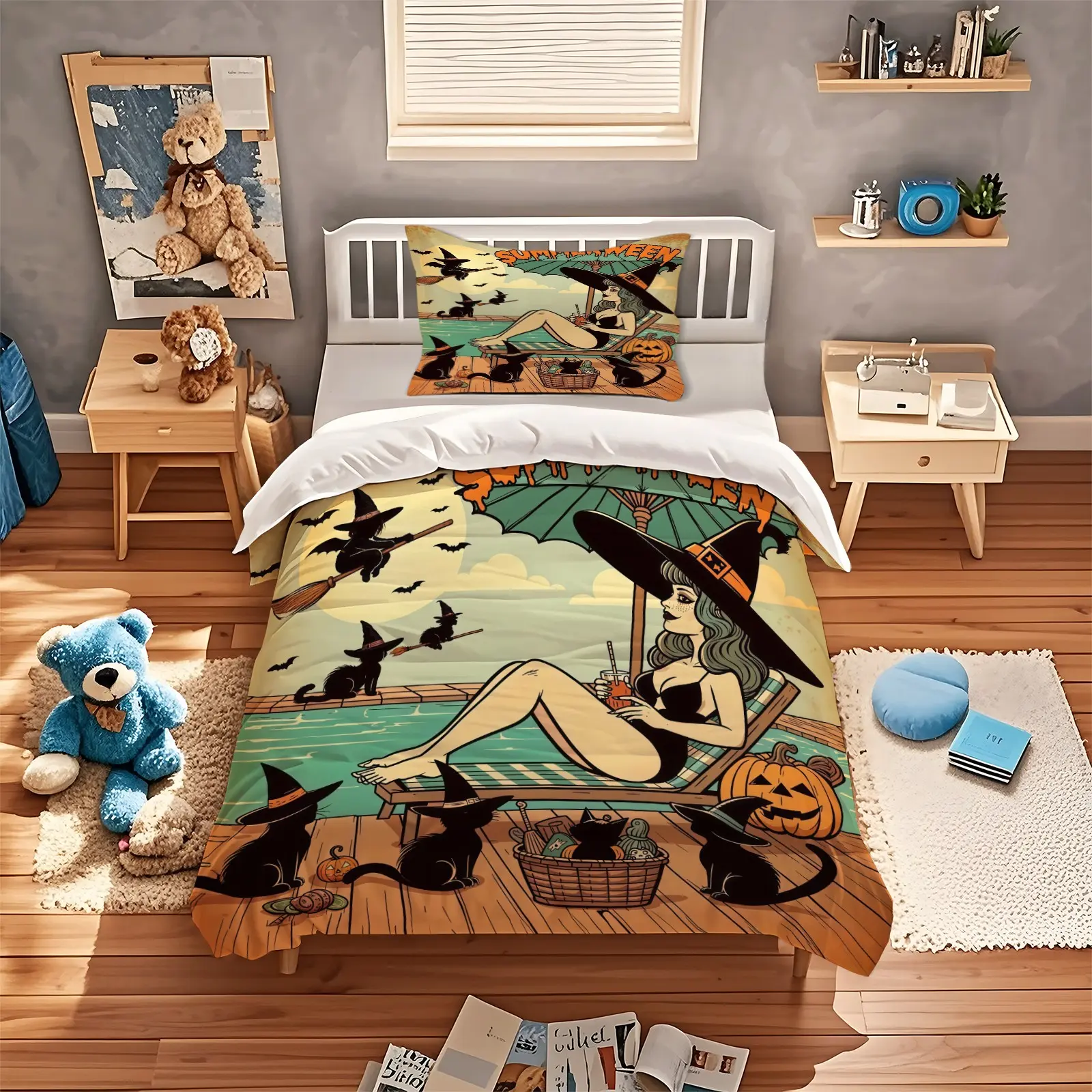 Summerween Pattern Duvet Cover, Soft, Comfortable And Durable Bedding, Suitable For Bedroom Decoration Gifts For Teenagers And Adults, Including 1 Duvet Cover And 1 Or 2 Pillowcases Without Core And Pillow