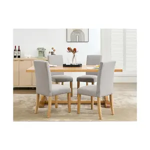 Parsons Dining Chairs, Set of 4 - Upholstered Fabric Side Chairs with Classic Nailhead Trim & Sturdy Wood Legs, for Dining Room, Kitchen, Living Room, and Restaurant Seating