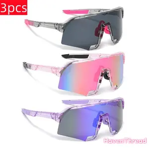 Women's 3-Pack Lightweight Oversized Sporty Sunglasses, UV400 Protection, Anti-Glare HD Lens, Stylish Sunglasses for Daily Travel & Outdoor Cycling