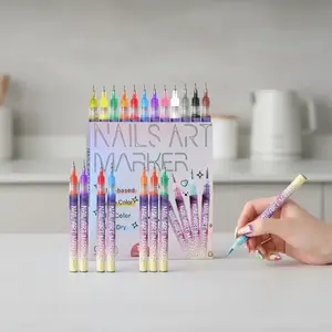 12 Color 3D Nail Art Pens Set, 0.5MM Nail Pens Nail Point Graffiti Dotting Pen Drawing Painting Liner Brush for DIY Nail Art Beauty Adorn Manicure Tools, Nail Art Accessories