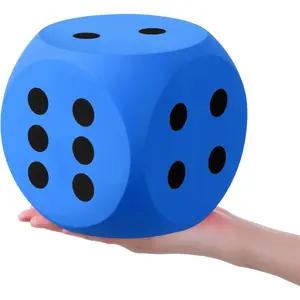 6 Inches Foam Dice Fun Filled Large Educational Toy Kawaii Giant Dice Decorative Eva Foam Jumbo Cube Big Square Building Blocks for Game Nights Learning Sessions(Blue,1 Pc)