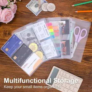 12pcs A5/a6/a7 Cash Envelopes for Budgeting, 6-Hole Punch for Binder, Waterproof PVC Zipper Pouch, Money & Document Organizer for Home/office/travel