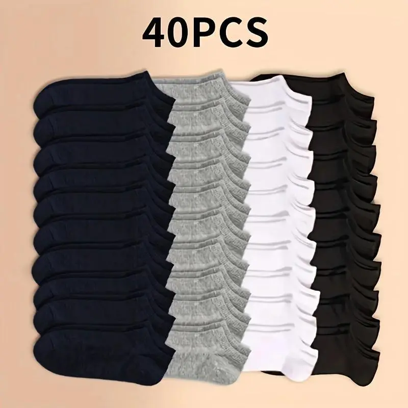 Women's Tube Socks, Solid Color Low Cut Anklesock, Soft Lightweight Polyester Blend, 10/20/40 Pairs Bulk Pack, Solid Color Socks, All Seasons, Plain Finish, Spandex Stretch, 20 Pairs, Basic, Casual Wear, Simple