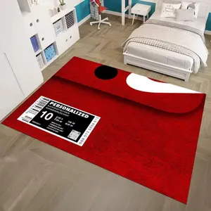 Red Envelope Design Flannel Area Rug - Oversized Soft Plush Mat for Bedroom & Living Room, Non-Slip Thick Creative Pattern Home Decor for Modern Minimalist Enthusiasts #EnvelopeRug #CreativeCarpet #ModernHomeDecor #FlannelMat #NonSlipRug