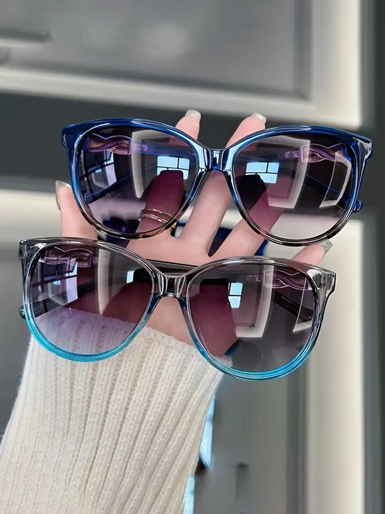 Vintage Ombre Tinted Lens Glasses,   Casual Trendy Beach Eyewear for Everyday Use, Fashion Eyeglass Accessories for Outdoor Activities, Girlfriend Gifts, Stylish Glasses