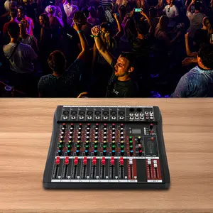 SHANGMAKEL 8 Channel Audio Mixer Sound Board Console with USB Power LED Indicators for Home KTV Stage Performance Studio Recording