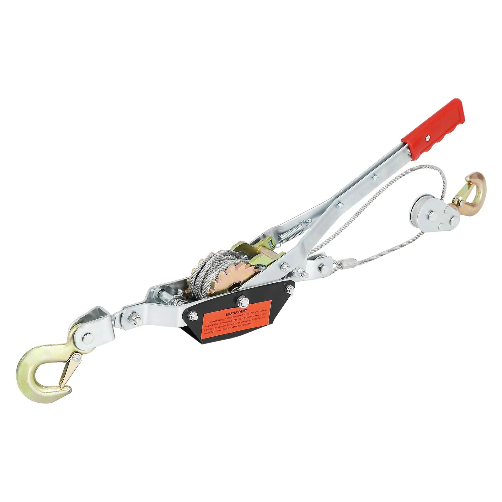 【toolupgrade】VEVOR 2t Rescue Power Dual-Gears Ratcheted Come Along Winch, 4t Capacity (4409lb), 12ft Steel Cable, 2 Anti-Slip Hooks, Anti-Reverse Mechanism Heavy Duty Puller, Automotive Hoist for Automotive Maintenance Tools, Heavy Lifting