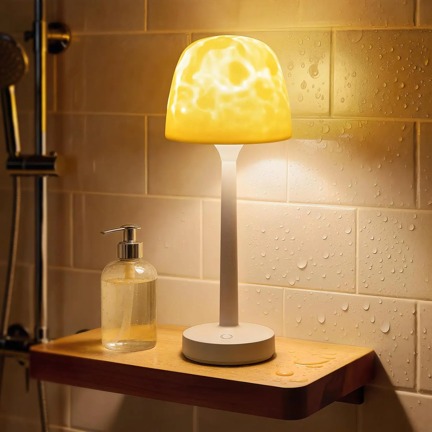 Waterproof Rechargeable Cordless Shower Lamp - RGB 16-Color LED Ocean Wave Projector, Touch & Remote Control Bathroom Mood Light, Color Adjustable LED Light Novelty Lighting for Bathtub Spa Decor, Graduation Gifts