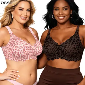 OEAK Women Jelly Bras No Underwire Scalloped V Neck Push Up Bra Buttery Soft Tshirt Bra Seamless Full Coverage Everyday Bra