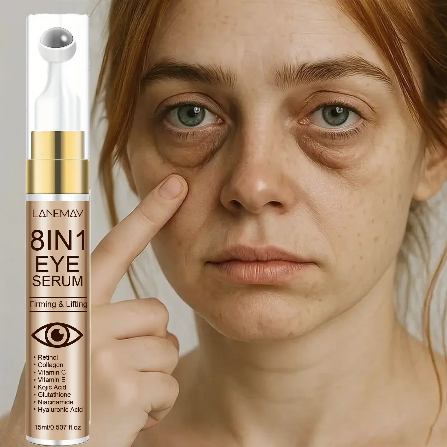 Eight-in-one rollerball eye serum: Firms and lifts, reduces puffiness and dark circles, soothes puffiness, provides firming, anti-wrinkle, and moisturizing care, and nourishes the skin around the eyes for a radiant complexion Hydrating Eye Stick.