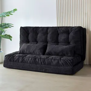 MAXYOYO Tufted Folding Bean Bag Sofa Bed with Pillows – Floor Couch Lounge Furniture for Bedroom & Living Room