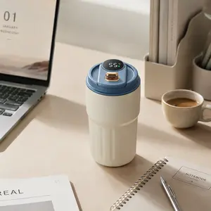 Smart Insulated Coffee Bottle, Temperature Display Vacuum Mug with Carry Strap, Portable Sports Water Cup for Travel, Workout, Commute and Daily Use