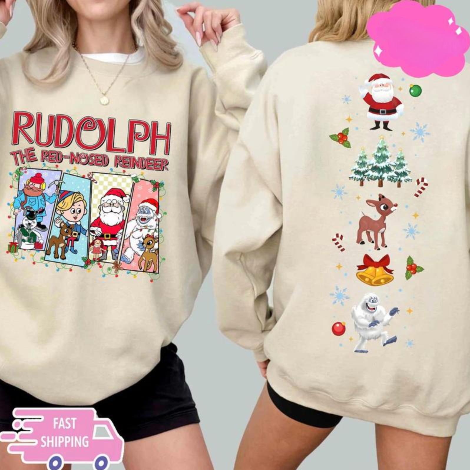 Rudolph The Red Nosed Reindeer Christmas Sweatshirt, Vintage Rudolph Xmas Sweatshirt, Cute Christmas Movie Hoodie, Festive Holiday Cartoon TShirt