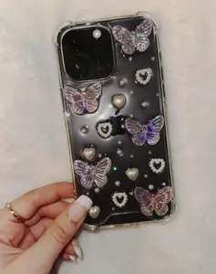 Butterfly and Heart Handmade iPhone Case Clear iPhone Case Trendy, iPhone Case Gift, iPhone 14 cases, iPhone 15 Case