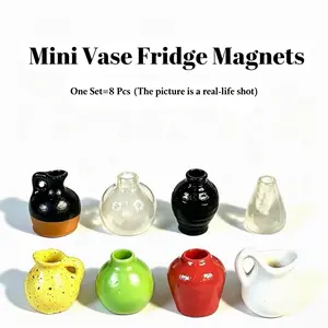 Lovely Mini Vase Fridge Magnets, 8-Piece Set – Nordic-Chinese Fusion Design, DIY Creative Home Decor, Shatterproof Resin, Great Gift for Girlfriend, Best Friend, Mom (Kitchen, Office, Room)