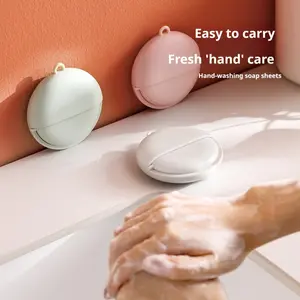 Compact Round Boxed Soap Sheets, Portable Essential for Camping, Travel & Hiking, Disposable Foam Bath Sheets, Ideal for Outdoor Activities