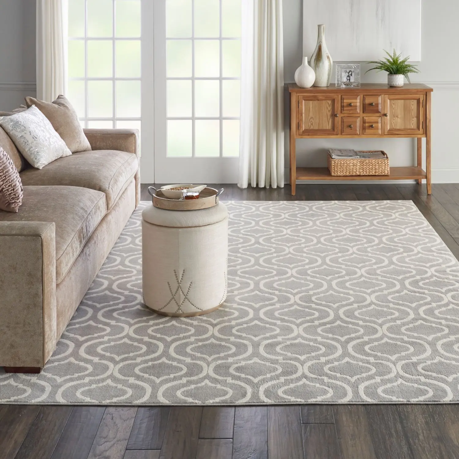 Nourison Jubilant Moroccan Trellis Indoor Area Rug, Modern Bohemian Boho Rug with Contemporary Aesthetic Neutral Design for Indoor Use