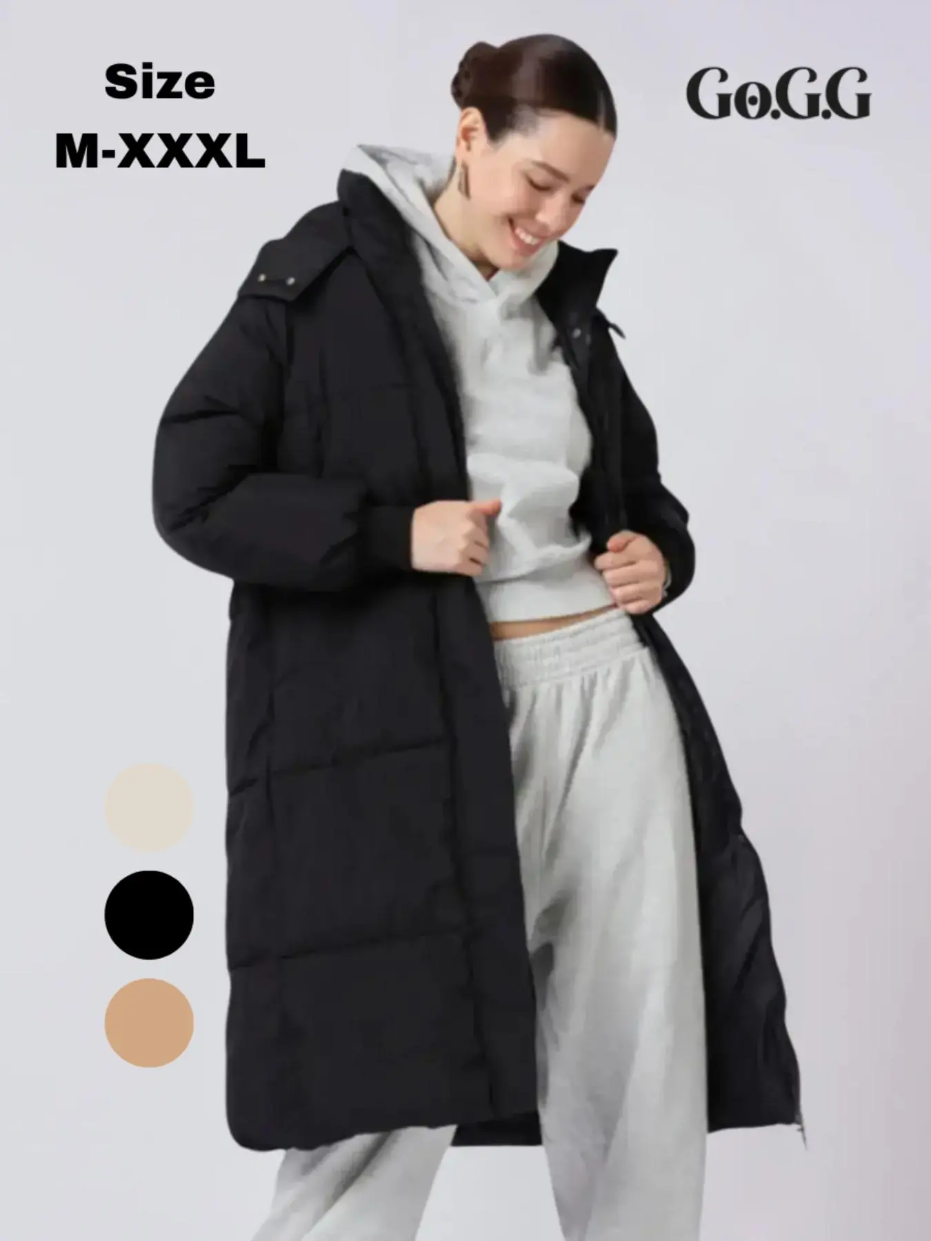 Go.G.G Classic Women Hooded Long Puffer Coat Jackets