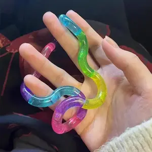 Rainbow Deformable Rope Fidget Toy, Flexible Rope Knot Anti Stress Relief Sensory Toy, Portable Deformation Fidget String Toy for Kids Adults Anxiety ADHD Pressure Relief