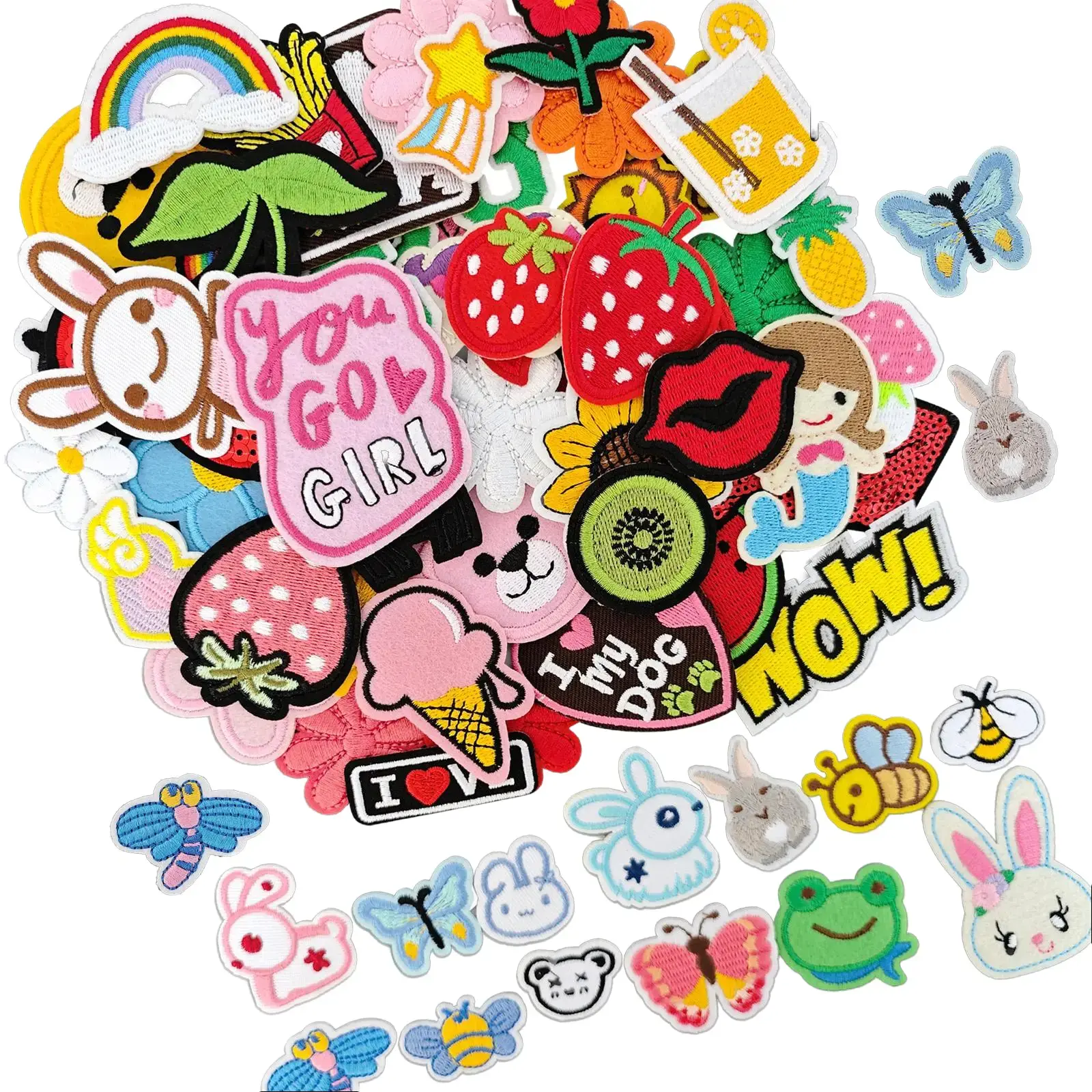 60Pcs Randomly Packed Iron on Embroidered Patches Delicate Embroidery Appliques for DIY Decoration on Bags Hats Clothes etc Versatile and Easy to Apply
