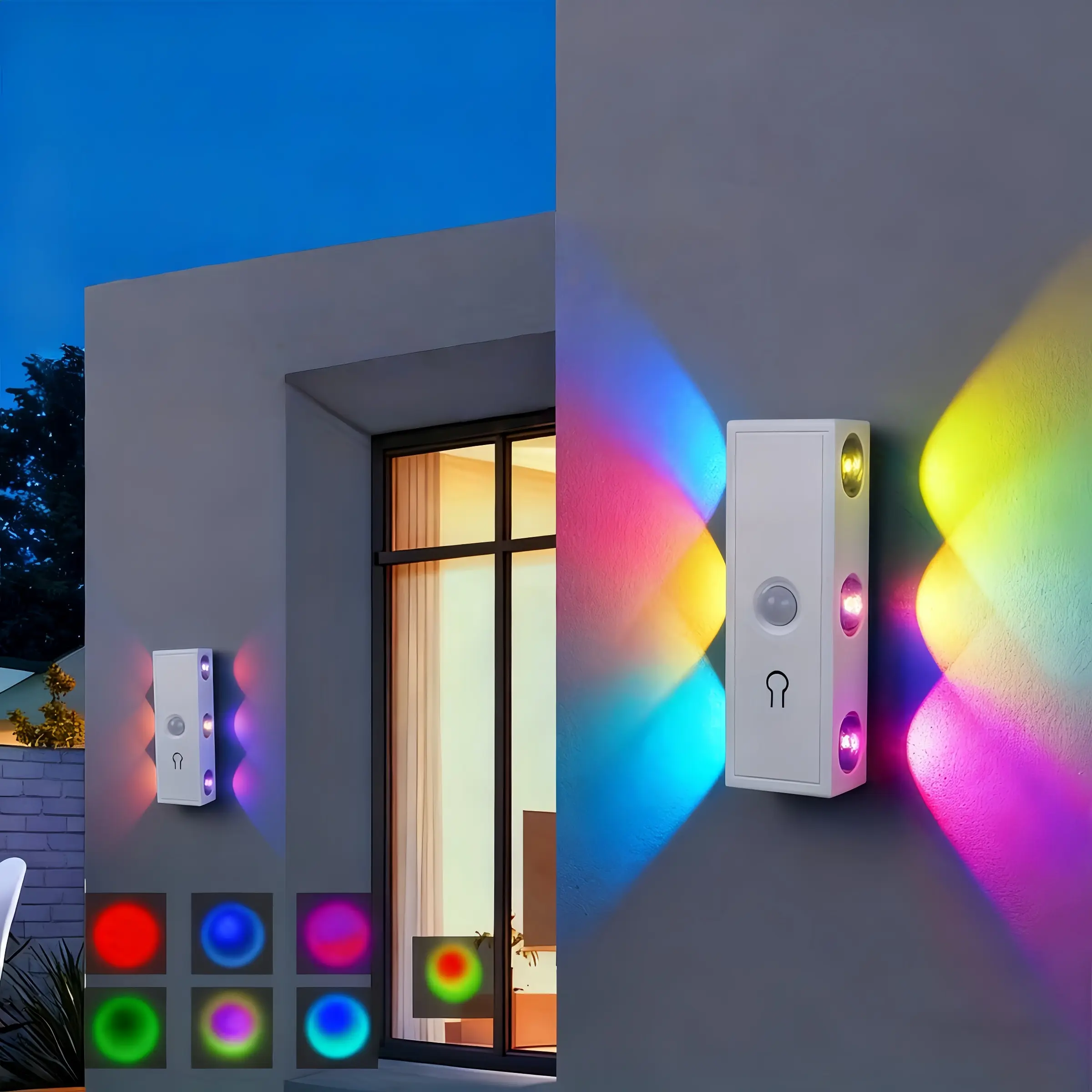USB Rechargeable LED Motion Sensor Wall Light, Modern 6 Head Cat Eye Spotlight, Adjustable Ambiance Lamp, RGB Gradient Lighting Effect, Led Wall Lamps