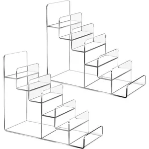 Wallet Display Stand Purse Handbag Organizer, Clear  Riser Display Stand Purse Display Rack,  Display Shelf for  Perfume  Sunglasses Handbag (2 PCS-6 Tier)