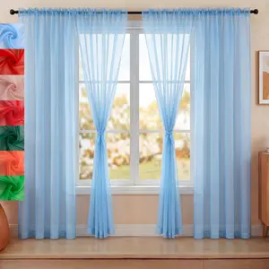 4-Panel 52"x95" Solid Light Voile Sheer Rod Pocket Curtains, Lightweight Durable Breathable Window Drapes for Bedroom, Living Room Home Decoration, FT2529 Summer Gift #SummerVibes