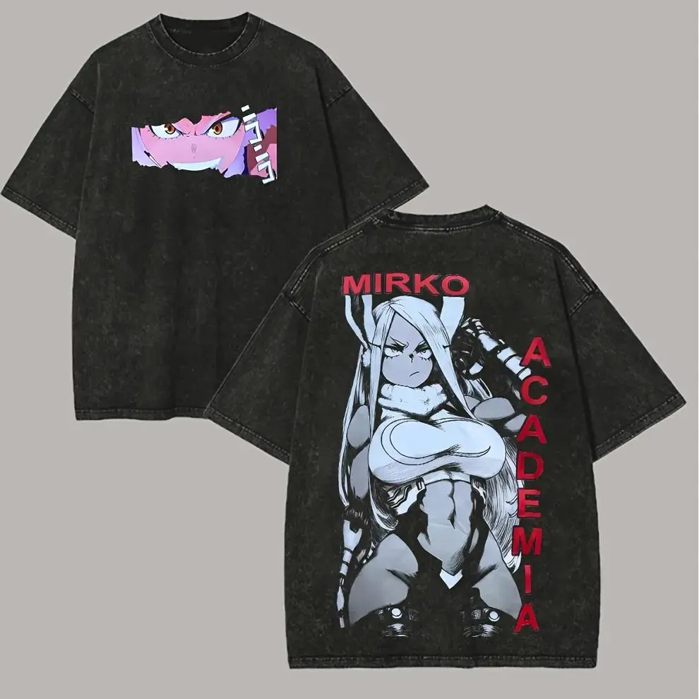 Vintage Washed Anime Graphic T-Shirt, Unisex Pop Culture Short Sleeve Round Neck Top, Casual Menswear Gift Idea, Tshirt, Shortsleeve, Streetwear, Distressed, Anime Hero Vibe, Festive, Bold Hero Graphic, Graphic Tee Addict
