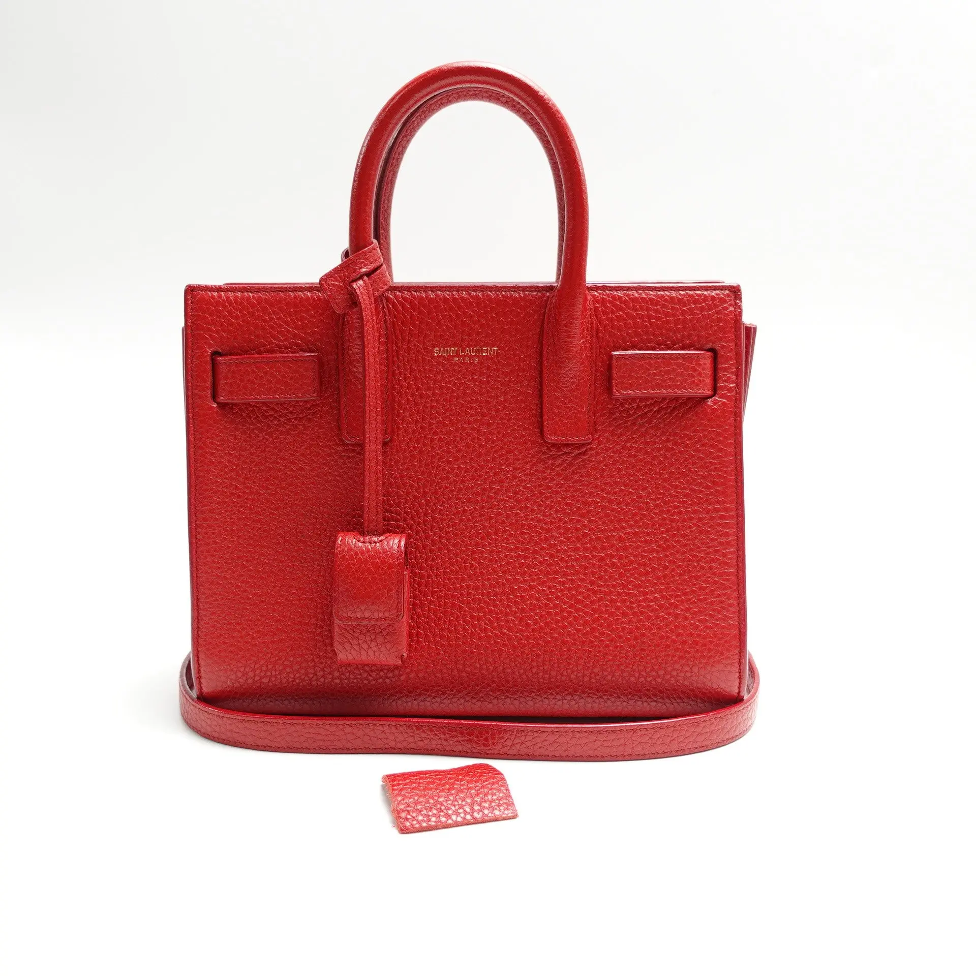 Pre-owned Yves Saint Laurent grained leather Top Handle Bag Red Leather T10430337