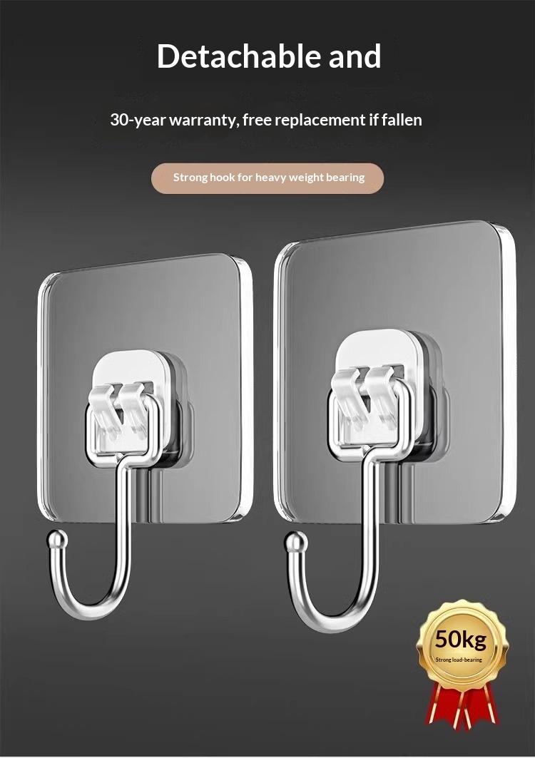 20 pieces per packStrong Adhesive Plastic Hook with Metal Durability – Gold Square Design for Bathroom, Kitchen, and Home Use