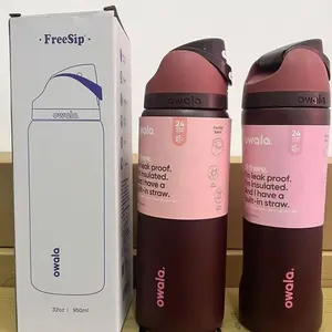 Owala FreeSip Insulated Stainless Steel Water Bottle , BPA-Free Sports Water Bottle, Great for Travel, 32 Oz, Big red