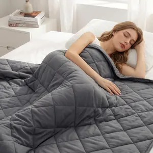 Size Weighted Blanket for Adults (20 lbs 60" x 80"), Cooling Heavy Blanket for Sleep, Soft Thick Breathable  with  Glass Beads, Washable, -Season
