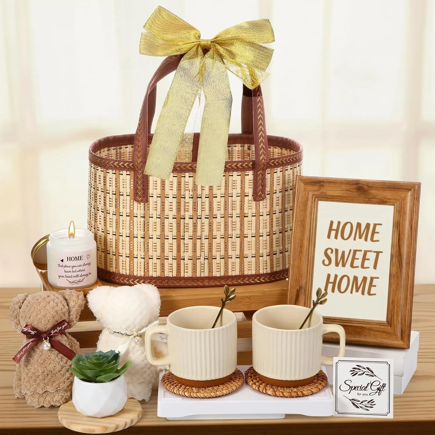 New House Warming Home Basket Gifts- 15 Pieces Housewarming Presents for Couple Women Men Home Apartment First, Closing Gifts for House Buyers Ideas Supplies