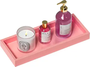Bathroom Vanity Tray for Perfume Decor Toilet Tank Candle Toiletries, Kitchen Tray for Soap Dispenser  Salt Coffee,  Nightstand Tray 11.3x4.4 (Pink)